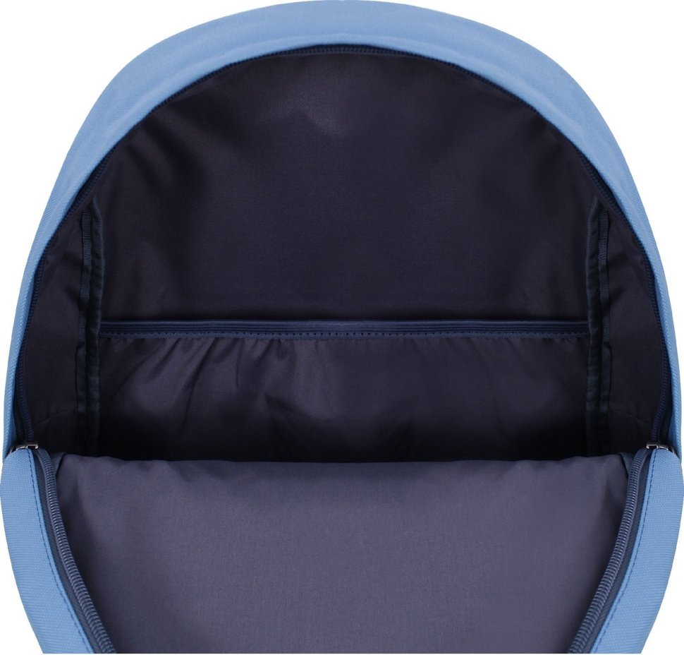 Стильный текстильный рюкзак голубого цвета с декоративным принтом Bagland (55477)