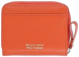 Яскраве жіноче портмоне з фактурної шкіри та RFID-захистом Ashwood Y50 помаранчевого кольору 95477