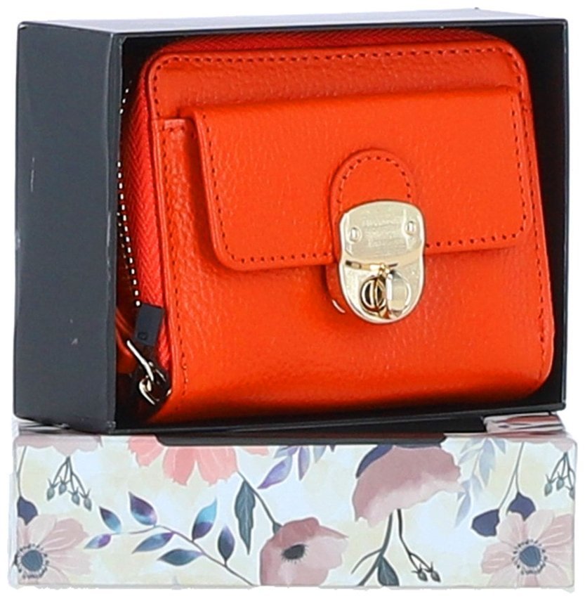 Яркое женское портмоне из фактурной кожи и RFID-защитой Ashwood Y50 оранжевого цвета 95477 modnotak фото №4