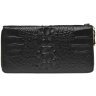 Жіночий чорний гаманець із натуральної шкіри під рептилію Keizer 66277 - 1