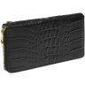 Жіночий чорний гаманець із натуральної шкіри під рептилію Keizer 66277 - 3