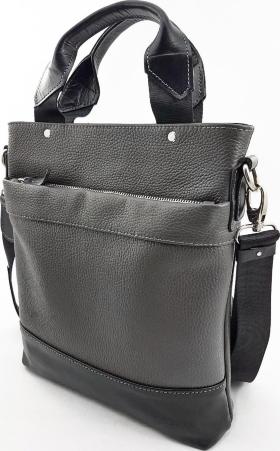 Наплечная мужская сумка планшет с ручками серого цвета VATTO (11918) - 2