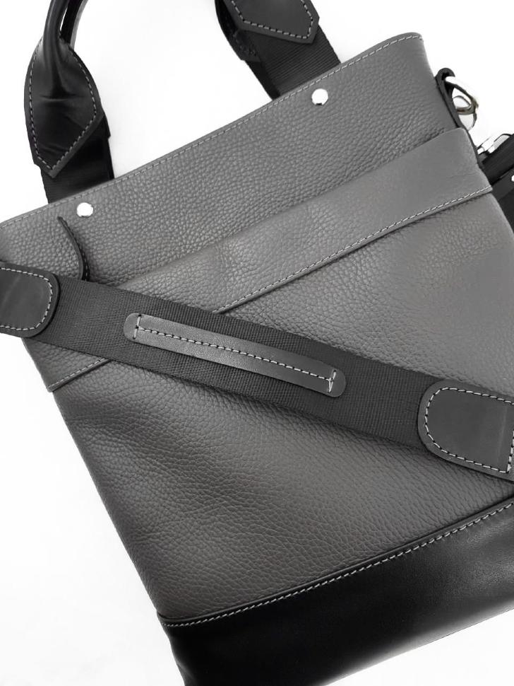 Наплечная мужская сумка планшет с ручками серого цвета VATTO (11918)