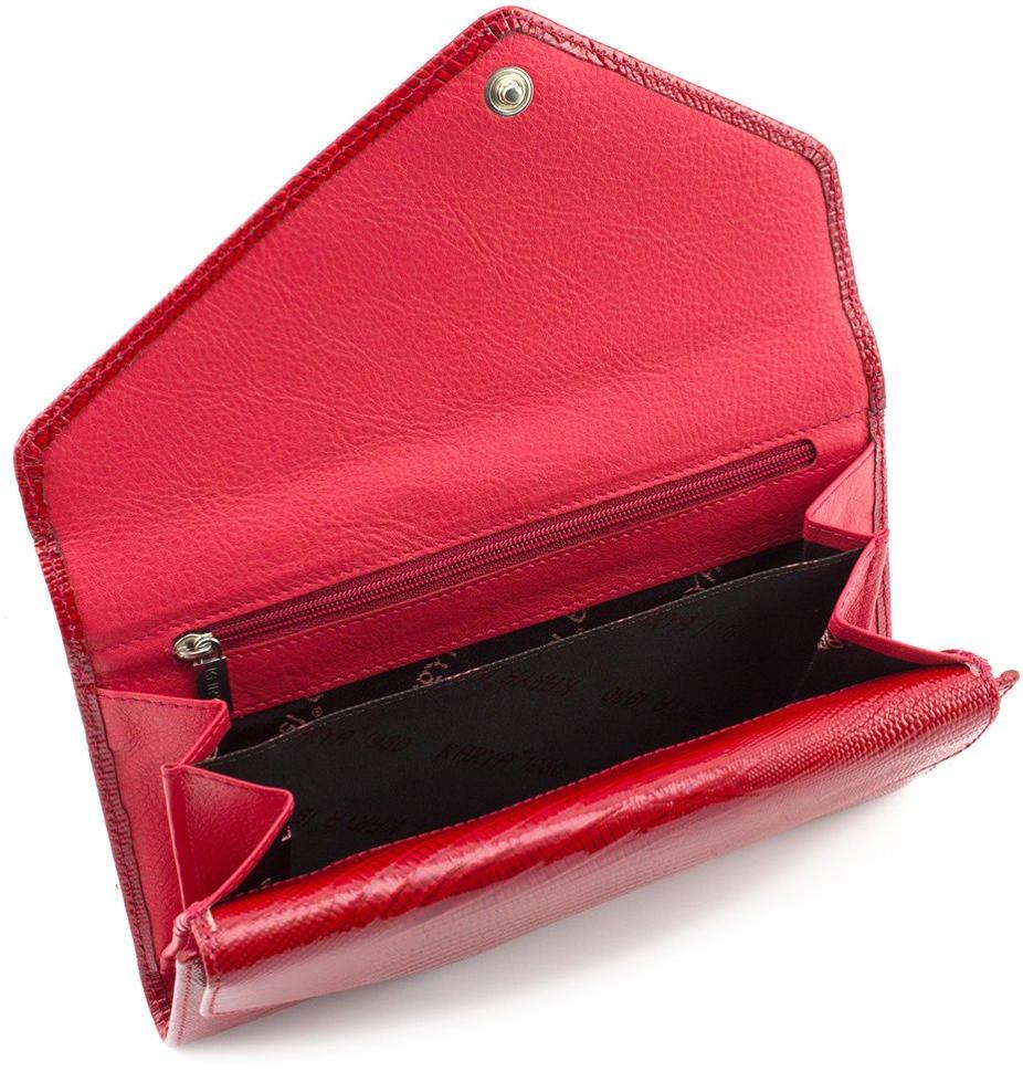 Оригинальный лаковый кошелек красного цвета KARYA (16196)