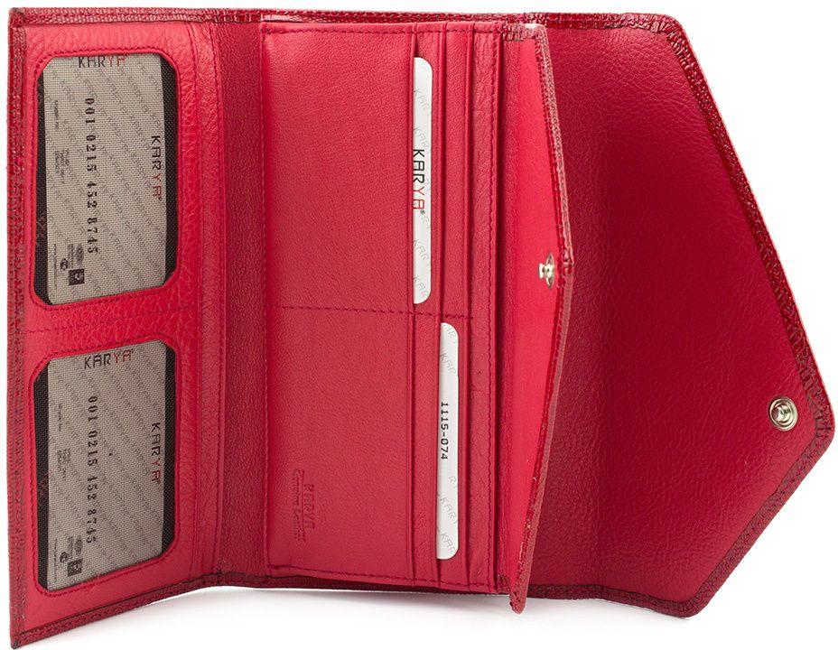 Оригінальний лаковий гаманець червоного кольору KARYA (16196)