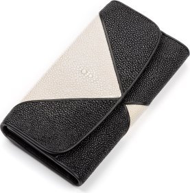 Чорно-білий гаманець з натуральної шкіри морського ската STINGRAY LEATHER (024-18103)
