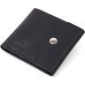 Кожаное матовое мужское портмоне черного цвета на кнопке Shvigel (2416612) - 1