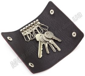 Кожаная ключница на кнопках цвета марсала ST Leather (16116)