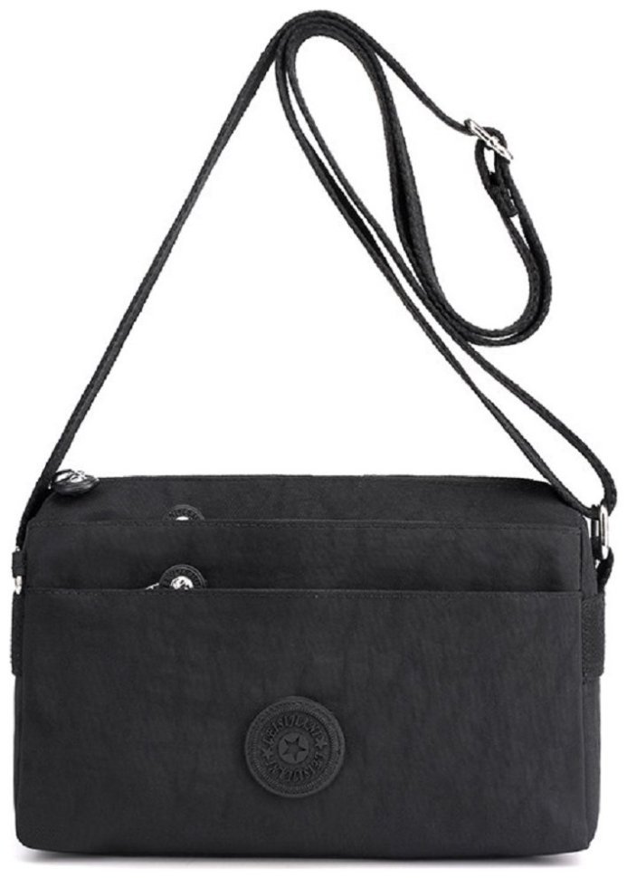 Чорна жіноча текстильна сумка-кроссбоді через плече Confident 77577