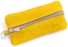 Большая кожаная ключница с двумя отделениями желтого цвета Leather Collection 97777