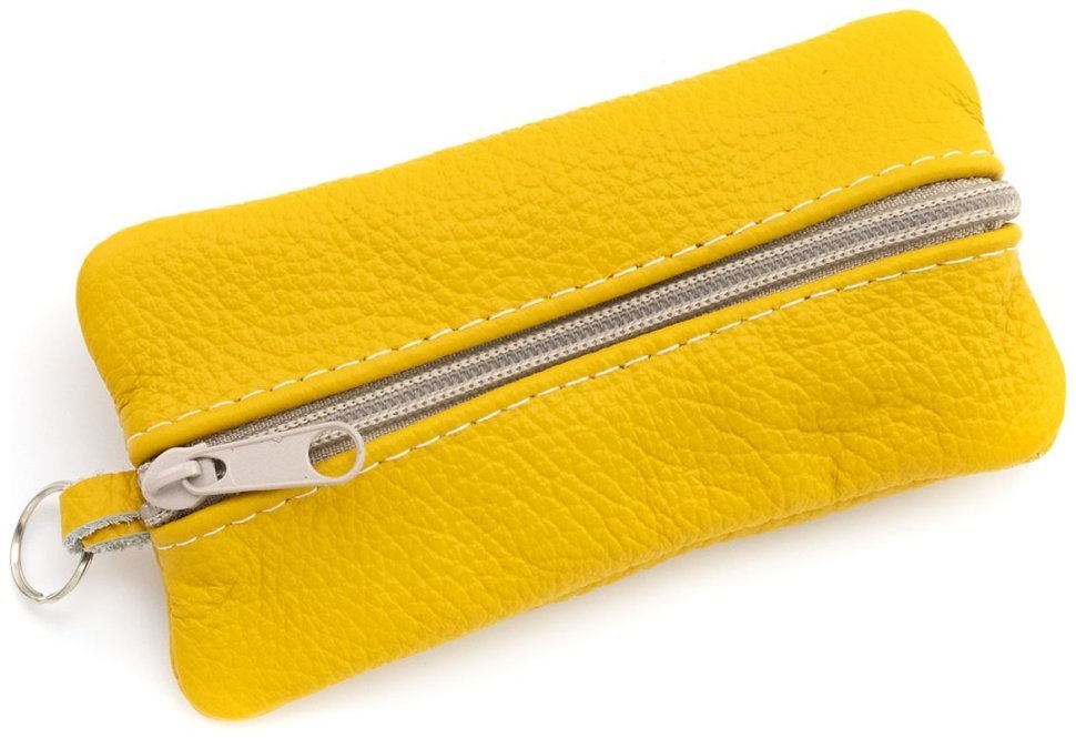 Велика шкіряна ключниця з двома відділеннями жовтого кольору Leather Collection 97777 modnotak фото №1