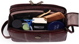 Коричневый несессер из фактурной кожи на 2 отделения Hammonds Flycatcher TC4002 с ремешком на кисть 107977