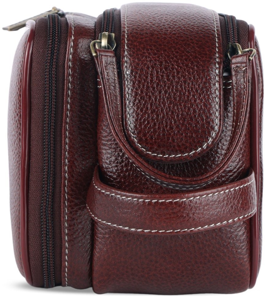 Коричневый несессер из фактурной кожи на 2 отделения Hammonds Flycatcher TC4002 с ремешком на кисть 107977 modnotak фото №4