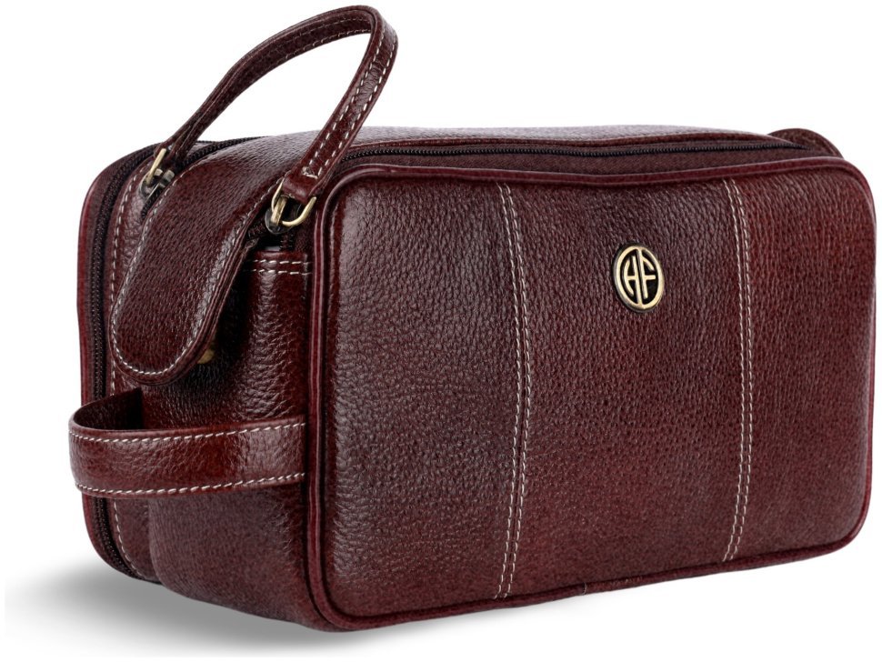 Коричневый несессер из фактурной кожи на 2 отделения Hammonds Flycatcher TC4002 с ремешком на кисть 107977 modnotak фото №5