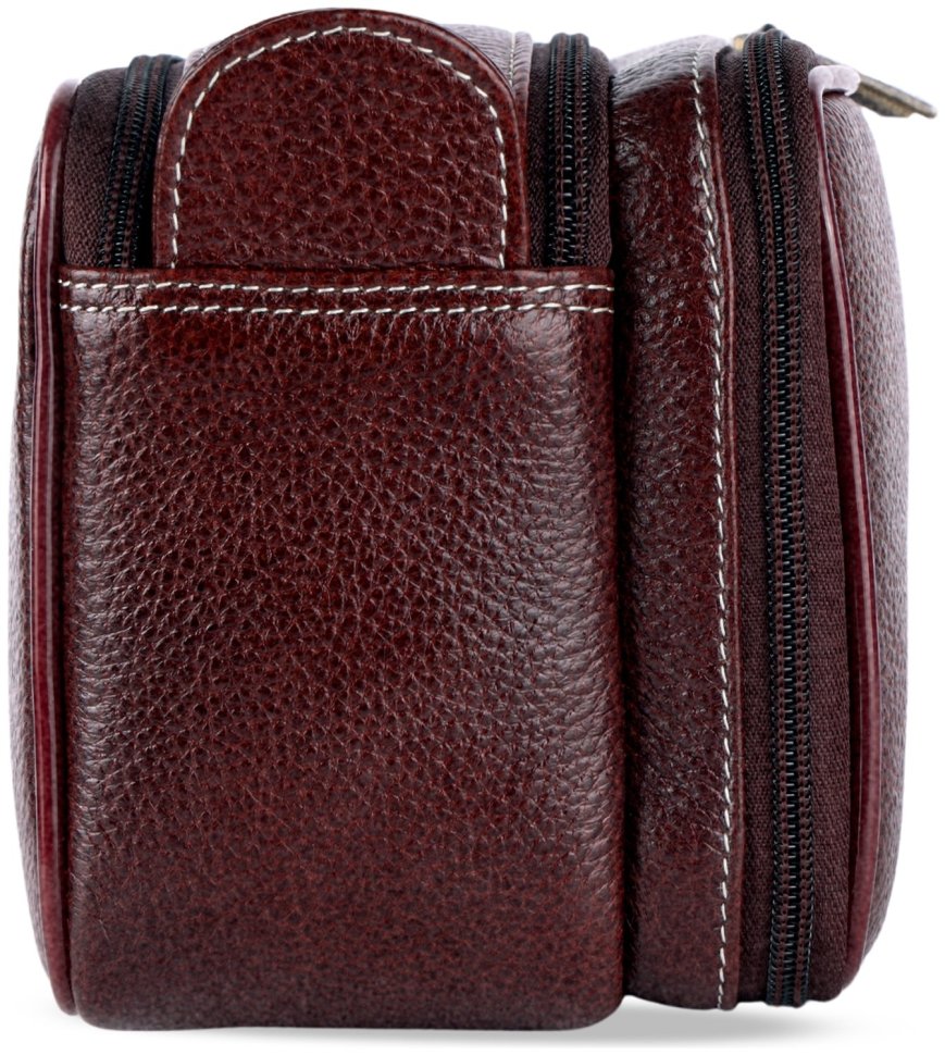 Коричневый несессер из фактурной кожи на 2 отделения Hammonds Flycatcher TC4002 с ремешком на кисть 107977 modnotak фото №6