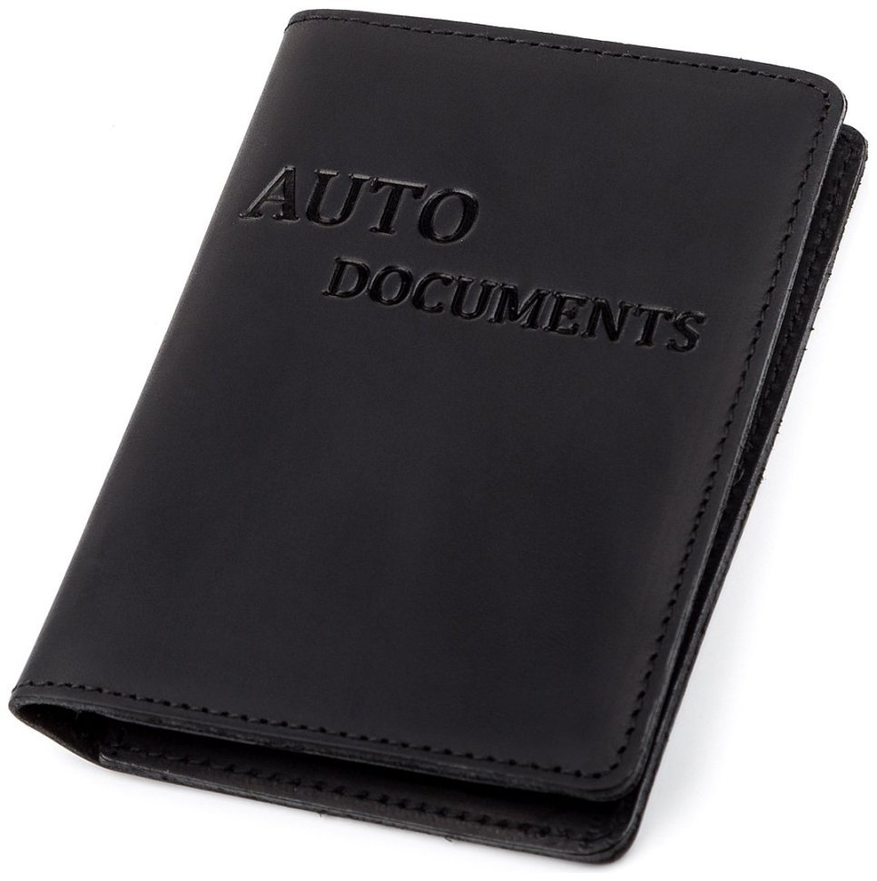 Чорна обкладинка для автодокументів із вінтажної шкіри Shvigel 2413923 modnotak фото №13