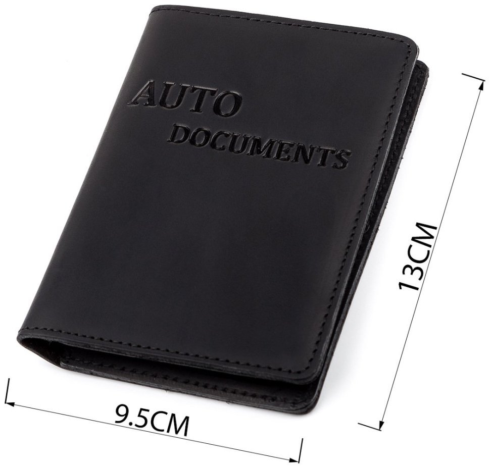 Чорна обкладинка для автодокументів із вінтажної шкіри Shvigel 2413923 modnotak фото №16