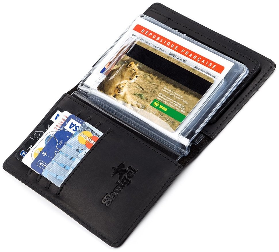 Чорна обкладинка для автодокументів із вінтажної шкіри Shvigel 2413923 modnotak фото №18