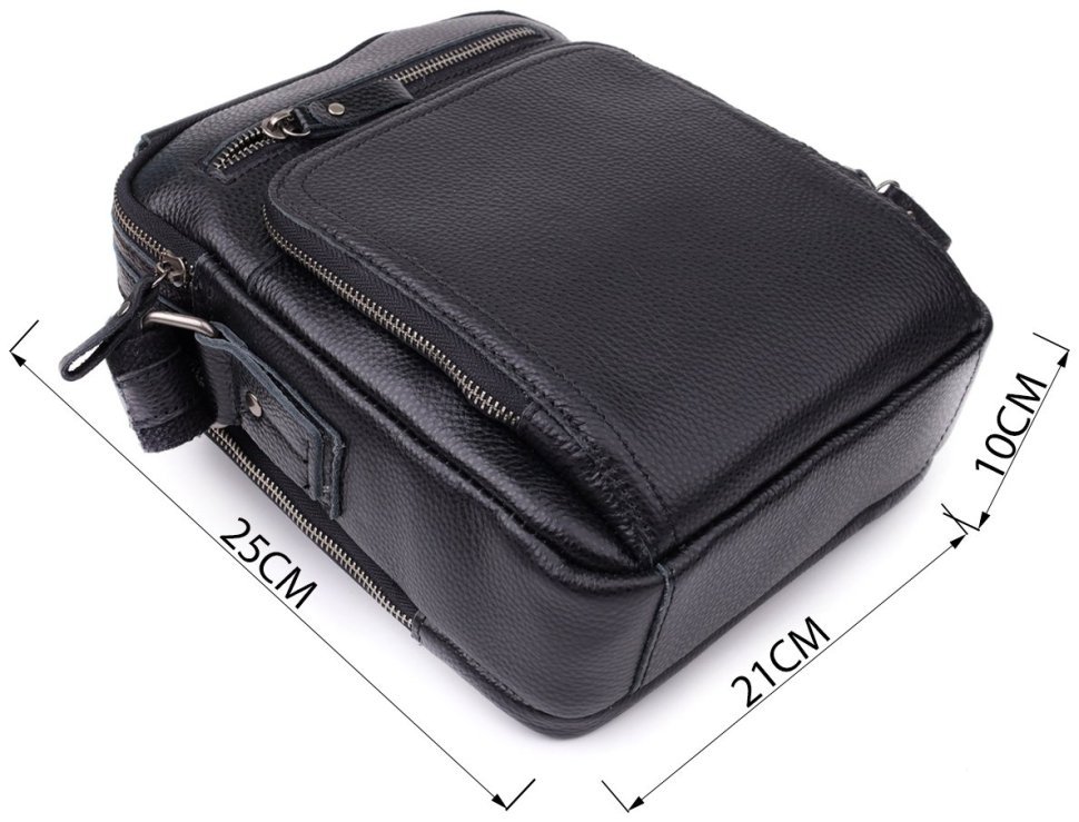 Городская мужская сумка барсетка из натуральной фактурной кожи с ручкой для носки Vintage 98177 черного цвета modnotak фото №11