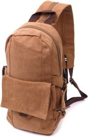 Місткий текстильний чоловічий-рюкзак слінг коричневого кольору Vintagе 2422180