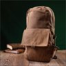 Місткий текстильний чоловічий-рюкзак слінг коричневого кольору Vintagе 2422180 - 7