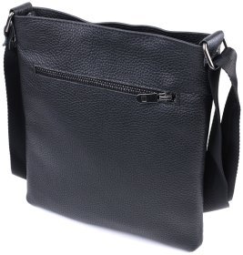 Компактная мужская сумка черного цвета из натуральной кожи Shvigel 2422850