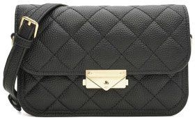 Компактная женская сумка из стеганой кожи с плечевым ремнем Borsa Leather 108877 на защелке