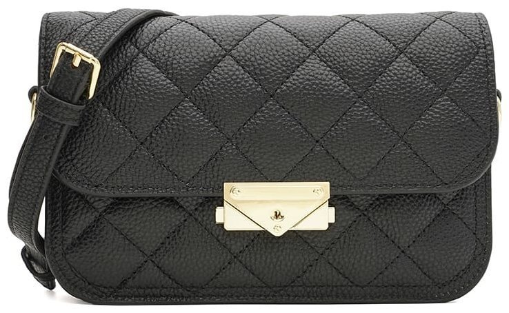 Компактная женская сумка из стеганой кожи с плечевым ремнем Borsa Leather 108877 на защелке modnotak фото №1