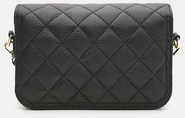 Компактная женская сумка из стеганой кожи с плечевым ремнем Borsa Leather 108877 на защелке modnotak фото №3