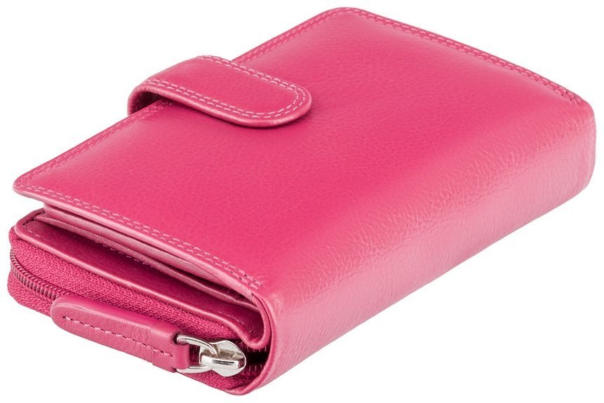 Яскравий рожевий жіночий гаманець із високоякісної натуральної шкіри з RFID - Visconti Madame 68877