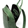 Женский просторный зеленый рюкзак из натуральной кожи крейзи хорс TARWA (21748) - 2
