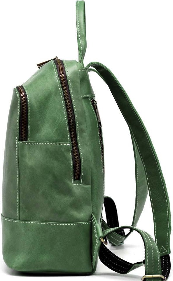 Женский просторный зеленый рюкзак из натуральной кожи крейзи хорс TARWA (21748)