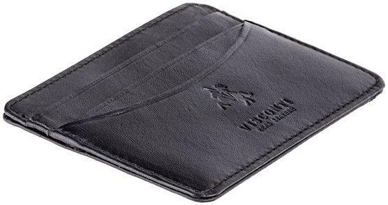 Маленький кожаный картхолдер черного цвета Visconti Razor 68977