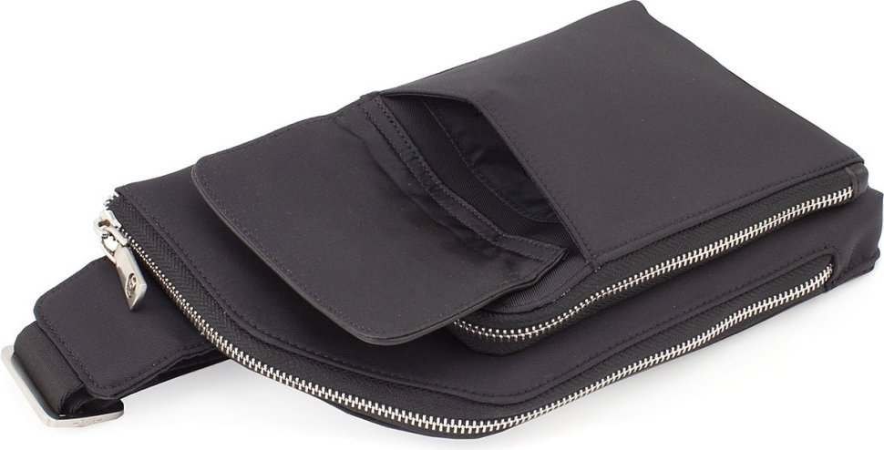 Фирменная качественная мужская текстильная сумка слинг H.T (59077)