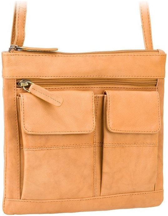 Жіноча сумка з натуральної шкіри пісочного кольору з довгим ремінцем Visconti Slim Bag 69077