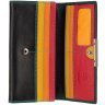Женский кожаный кошелек черного цвета с бирюзовой строчкой и RFID - Visconti Paloma 69277 - 11