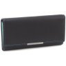 Женский кожаный кошелек черного цвета с бирюзовой строчкой и RFID - Visconti Paloma 69277 - 1