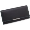 Женский кожаный кошелек черного цвета с бирюзовой строчкой и RFID - Visconti Paloma 69277 - 3