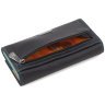 Женский кожаный кошелек черного цвета с бирюзовой строчкой и RFID - Visconti Paloma 69277 - 5