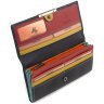 Женский кожаный кошелек черного цвета с бирюзовой строчкой и RFID - Visconti Paloma 69277 - 2