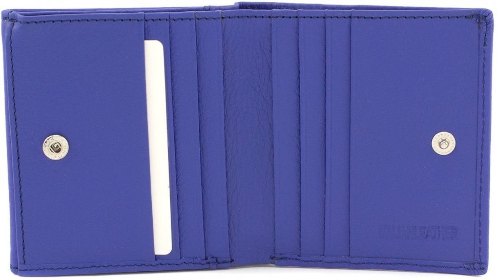 Шкіряний жіночий гаманець синього кольору в горизонтальному форматі ST Leather (15327)