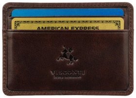 Тонкий картхолдер из натуральной кожи коричневого цвета Visconti 79477
