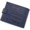 Синій чоловічий гаманець зі шкіри високої якості з блоком під документи KARYA (15586) - 3