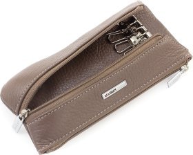 Кожаная ключница в цвете тауп на два молниевых отделения KARYA (22016)