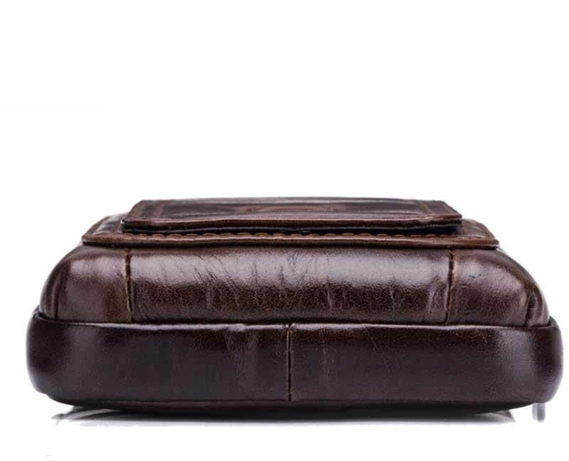 Компактная мужская сумка-чехол для телефона из коричневой кожи на пояс Bull (19706)