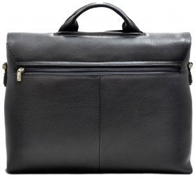Діловий чоловічий портфель із натуральної шкіри флотар чорного кольору Desisan 80278