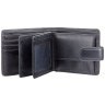 Мужское кожаное портмоне черного цвета с хлястиком на кнопке Visconti Strand 70678 - 3