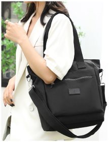 Вместительная женская сумка из текстиля на плечо Confident 90778 Черная