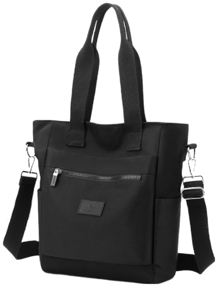 Вместительная женская сумка из текстиля на плечо Confident 90778 Черная modnotak фото №5