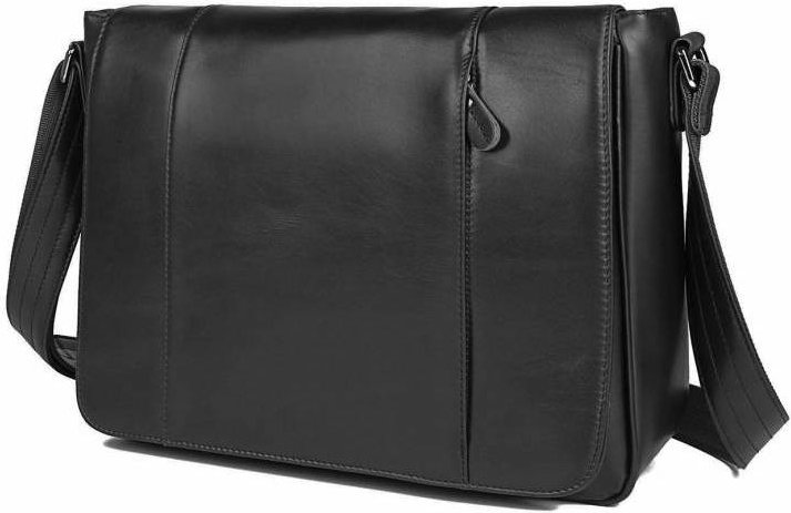 Чоловіча чорна сумка-месенджер із натуральної шкіри високої якості Vintage (20435)